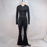 Long Sleeve Hooded Tops And Flare Pants Suit GPBY-15986