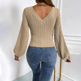 Bubble Sleeve Slim Knits T Shirts GYSQ-WCCG1930