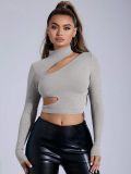 Solid Color Hollow Out T Shirt GYSQ-CTDJ1840