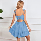 Solid Color Sleeveless Sling Mini Dress GYSQ-CDCL0730