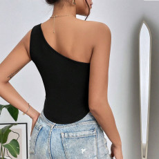 Singles Shoulder Irregular Hollow Tank Tops GYSQ-CVDE1880