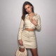Long Sleeve Zipper Coat  Skirt PU Leather Suit GPBY-13515