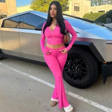 Long Sleeve Hooded Tops And Flare Pants Suit GPBY-15986