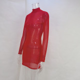 Sexy See Through Long Sleeve Dress Swimsuit Cover-up GPBY-14451