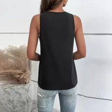 Hollow Out V Neck Solid Color Top GYSQ-CVCL0220