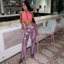 Fashion High-waisted PU Leather Pants GPBY-14433P
