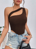 Singles Shoulder Irregular Hollow Tank Tops GYSQ-CVDE1880