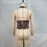 Leopard Print V Neck Backless Vest GPBY-15745