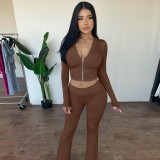 Long Sleeve Hooded Tops And Flare Pants Suit GPBY-15986