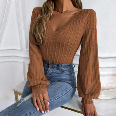 Bubble Sleeve Slim Knits T Shirts GYSQ-WCCG1930