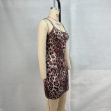 Leopard Print Sling Sexy Mini Dress GPBY-15736