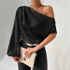 Single Shoulder Loose Long Sleeve Tops GYSQ-CTDI0890
