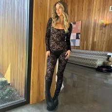Hollow Out Zipper Long Sleeve Jumpsuit GPBY-14771
