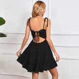 Solid Color Sleeveless Sling Mini Dress GYSQ-CDCL0730