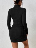 Solid Color High Collar Mini Dress GYSQ-CDEF1820