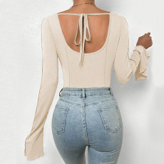 Long Sleeve Flare Sleeve Bodysuit GYSQ-ZODI1390