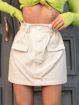 Elastic Waist Solid Color A-Line Skirt GYSQ-ZRDH0130