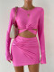 Solid Color T Shirt Skirt Two Piece Set GYSQ-ZUDH0150