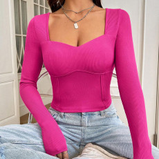 Solid Color Long Sleeve Slim T Shirt GYSQ-CTDH1020