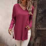 Long Sleeve V Neck Knits T Shirt GYSQ-QCCH2250