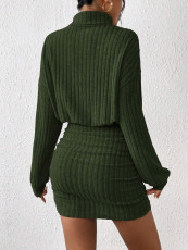 Long Sleeve High Neck Solid Dress GYSQ-NDEH2460