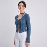 Bandage Hollow Out T Shirt GYSQ-ZTDH1260