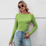 Solid Color O Neck T Shirt GYSQ-WCCH0320