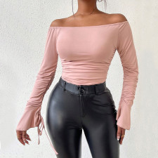 One Shoulder Long Sleeve Slim Bodysuit GYSQ-ZODJ1040