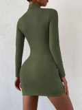 Solid Color Slim High Neck Mini Dress GYSQ-NDEH2510