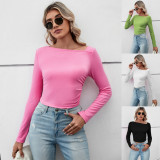 Solid Color O Neck T Shirt GYSQ-WCCH0320