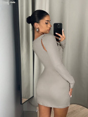 Hollow Out Long Sleeve Mini Dress GYSQ-ZDDJ0990