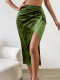 Sexy Velour Solid Color Split Skirt GYSQ-ZRDH1330