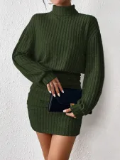 Long Sleeve High Neck Solid Dress GYSQ-NDEH2460
