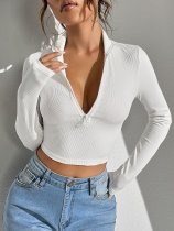 Long Sleeve Knits Zipper T Shirt GYSQ-CTDH1330