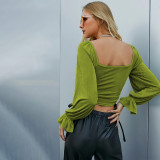 Hollow Out Bubble Sleeve Short T Shirt GYSQ-QCCE1410