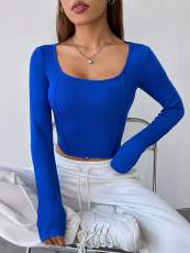 Solid Color Long Sleeve T Shirt GYSQ-ZTDH0870