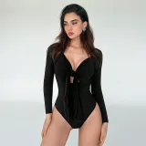 Long Sleeve Tie Up Bodysuit  GYSQ-ZODI0760