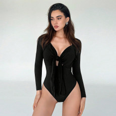 Long Sleeve Tie Up Bodysuit  GYSQ-ZODI0760