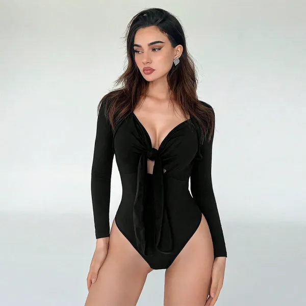 Long Sleeve Tie Up Bodysuit  GYSQ-ZODI0760
