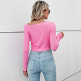 Solid Color O Neck T Shirt GYSQ-WCCH0320