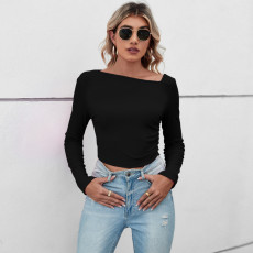 Solid Color O Neck T Shirt GYSQ-WCCH0320