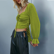 Hollow Out Bubble Sleeve Short T Shirt GYSQ-QCCE1410
