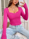 Solid Color Long Sleeve Slim T Shirt GYSQ-CTDH1020