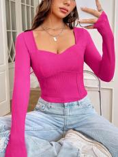 Solid Color Long Sleeve Slim T Shirt GYSQ-CTDH1020