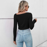 Solid Color O Neck T Shirt GYSQ-WCCH0320