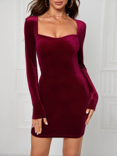 Velour Solid Color Bodycon Dress GYSQ-CDDI0840