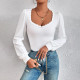 V-neck Bubble Sleeve T Shirt  GYSQ-QCCH2010