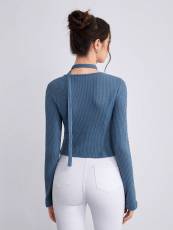 Bandage Hollow Out T Shirt GYSQ-ZTDH1260