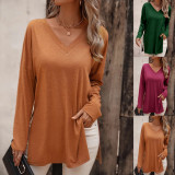Long Sleeve V Neck Knits T Shirt GYSQ-QCCH2250