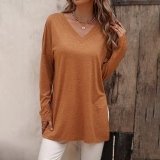 Long Sleeve V Neck Knits T Shirt GYSQ-QCCH2250